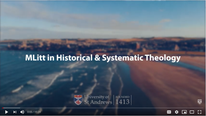 MLitt programme title screen - Systematic and Historical Theology